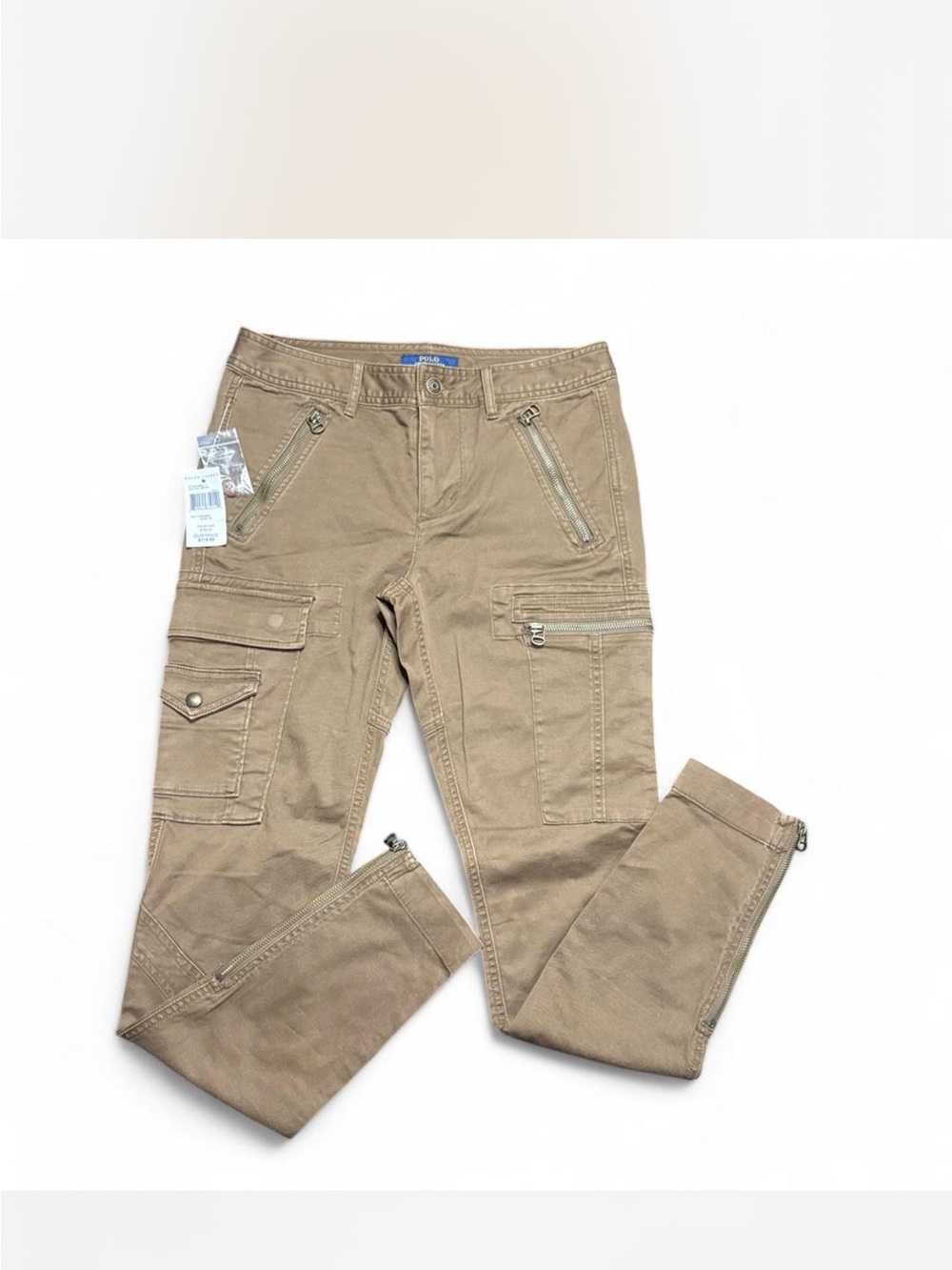 Polo by Ralph Lauren Women's Skinny Cargo Jeans in Tan